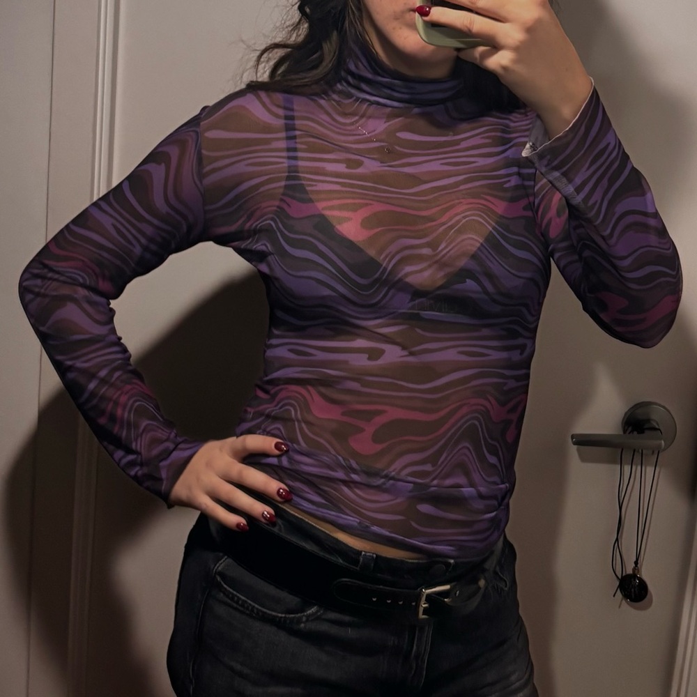 PSC - Patterned Sheer Turtleneck Top